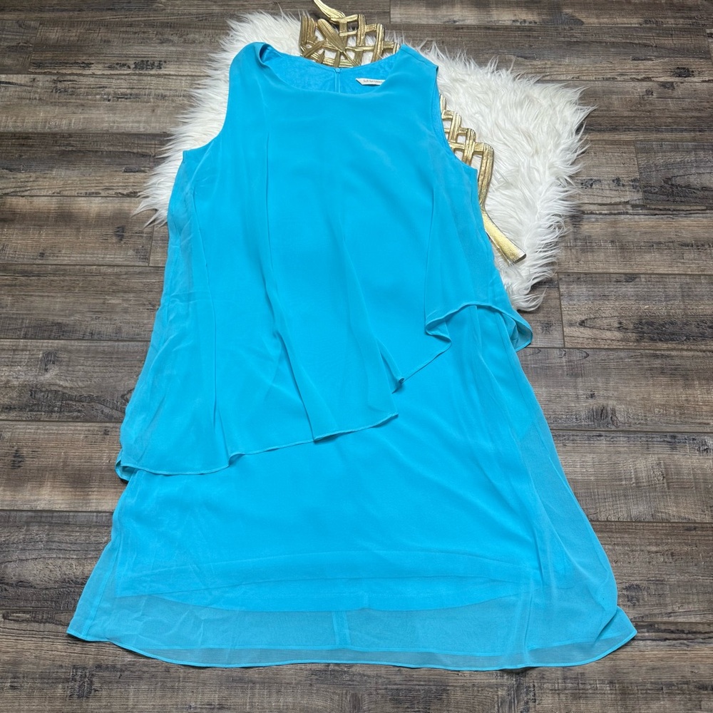 Soft Surroundings Ocean Dress Blue Tiered Sheer Dress